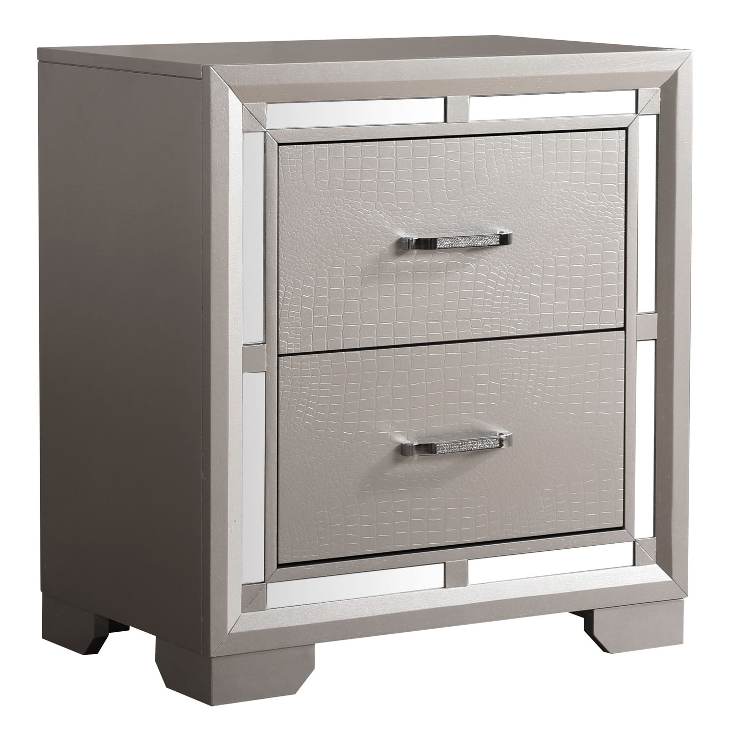Elegant Nightstand - Silver Champagne - The Sleep Loft - Online Mattress Showroom NYC