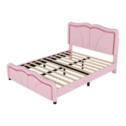 Upholstered Platform Bed & Curve Shaped And Height Adjustable Headboard, LED Light Strips - The Sleep Loft - Online Mattress Showroom NYC