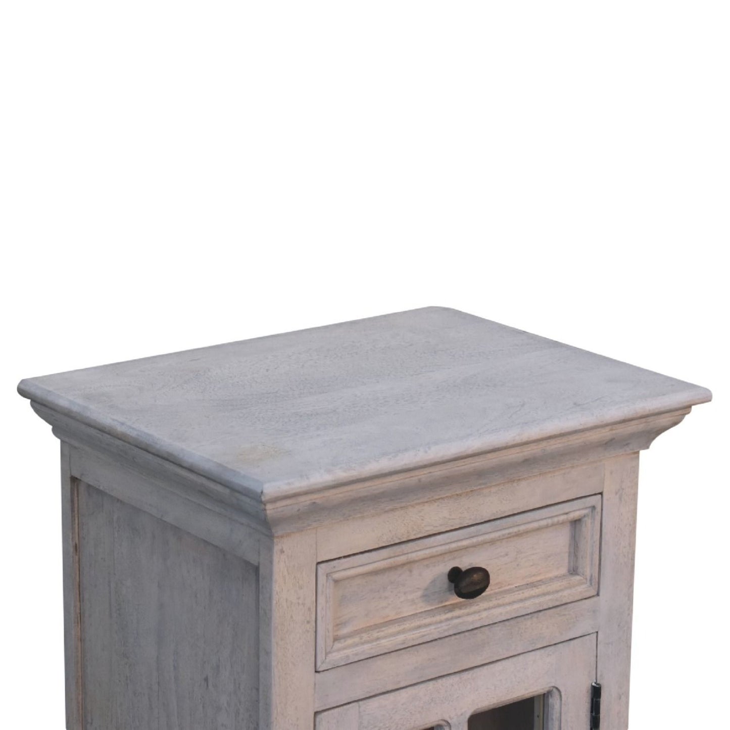 Glazed Bedside Table - Stone White - The Sleep Loft - Online Mattress Showroom NYC