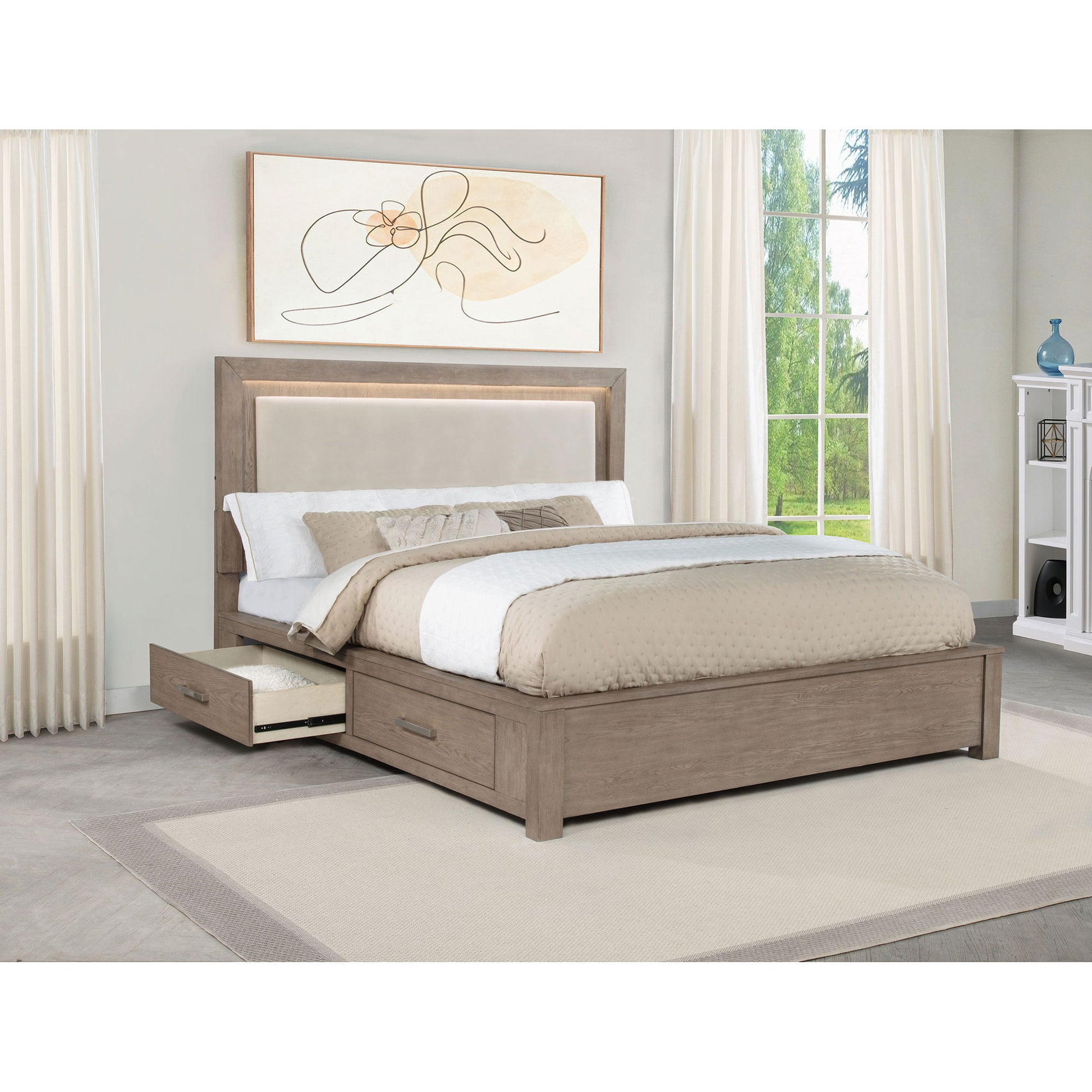 Gibbons - LED Storage Bed With Upholstered Headboard - The Sleep Loft - Online Mattress Showroom NYC