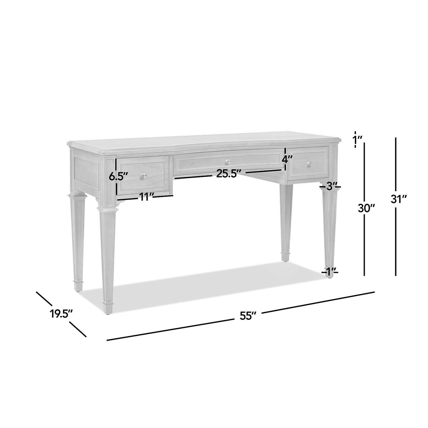Dauphin - 3 Drawer Executive Desk - The Sleep Loft - Online Mattress Showroom NYC