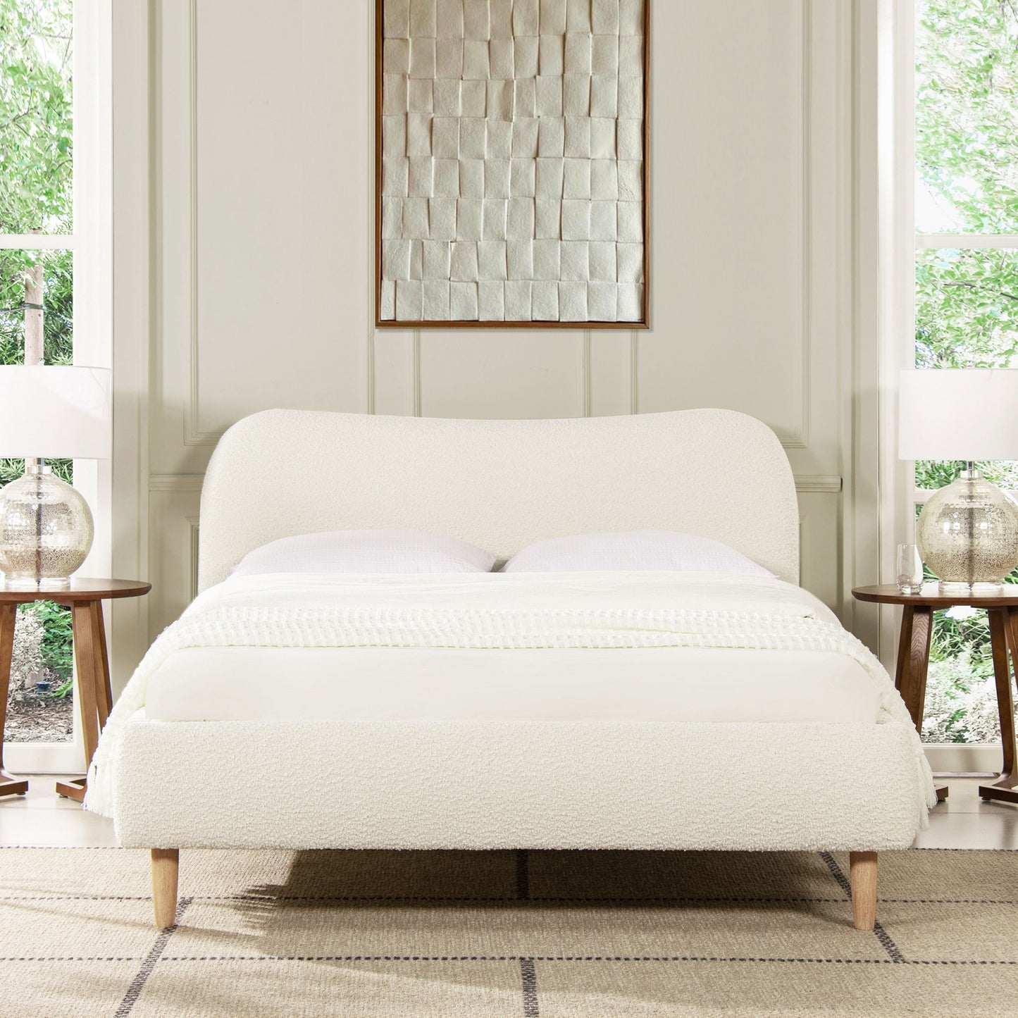 Roman - Curved Headboard Upholstered Platform Bed - The Sleep Loft - Online Mattress Showroom NYC