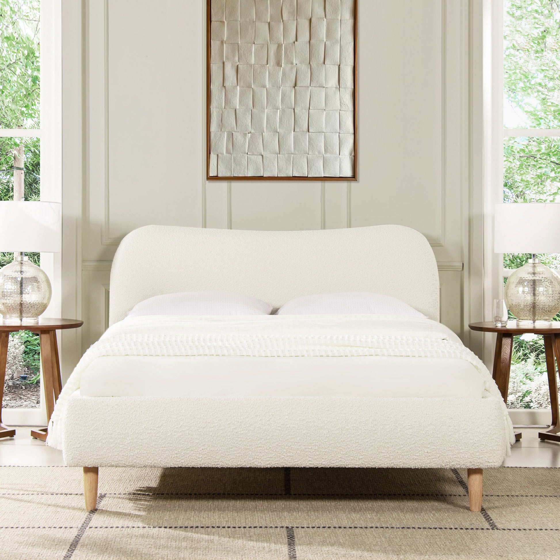Roman - Curved Headboard Upholstered Platform Bed - The Sleep Loft - Online Mattress Showroom NYC