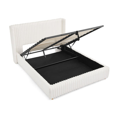 Functional Vertical Striped Bed With Gas Lift Storage - The Sleep Loft - Online Mattress Showroom NYC
