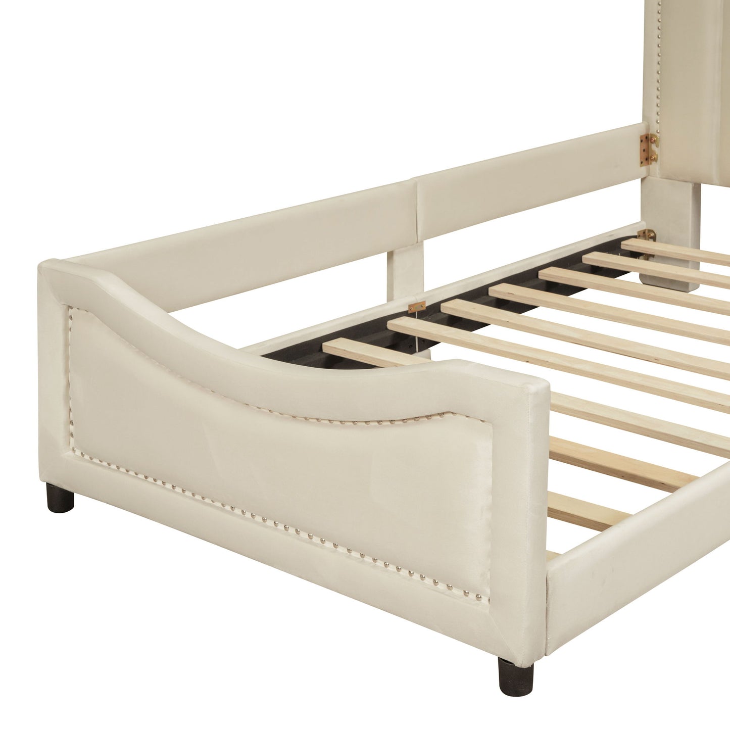 Upholstered Daybed With Classic Stripe Shaped Headboard - The Sleep Loft - Online Mattress Showroom NYC