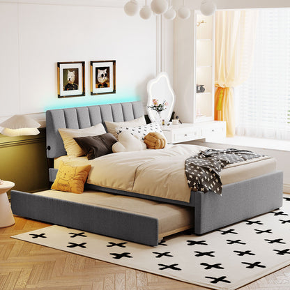 Upholstered Platform Bed With Trundle - The Sleep Loft - Online Mattress Showroom NYC