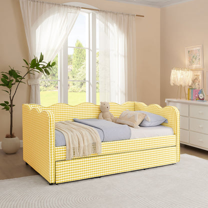Gingham Daybed With USB Charging Port, Wave-Shaped Design - The Sleep Loft - Online Mattress Showroom NYC