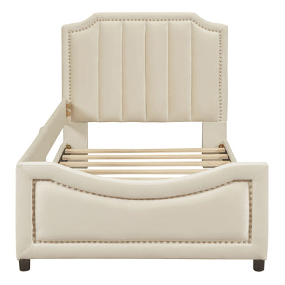 Upholstered Daybed With Classic Stripe Shaped Headboard - The Sleep Loft - Online Mattress Showroom NYC