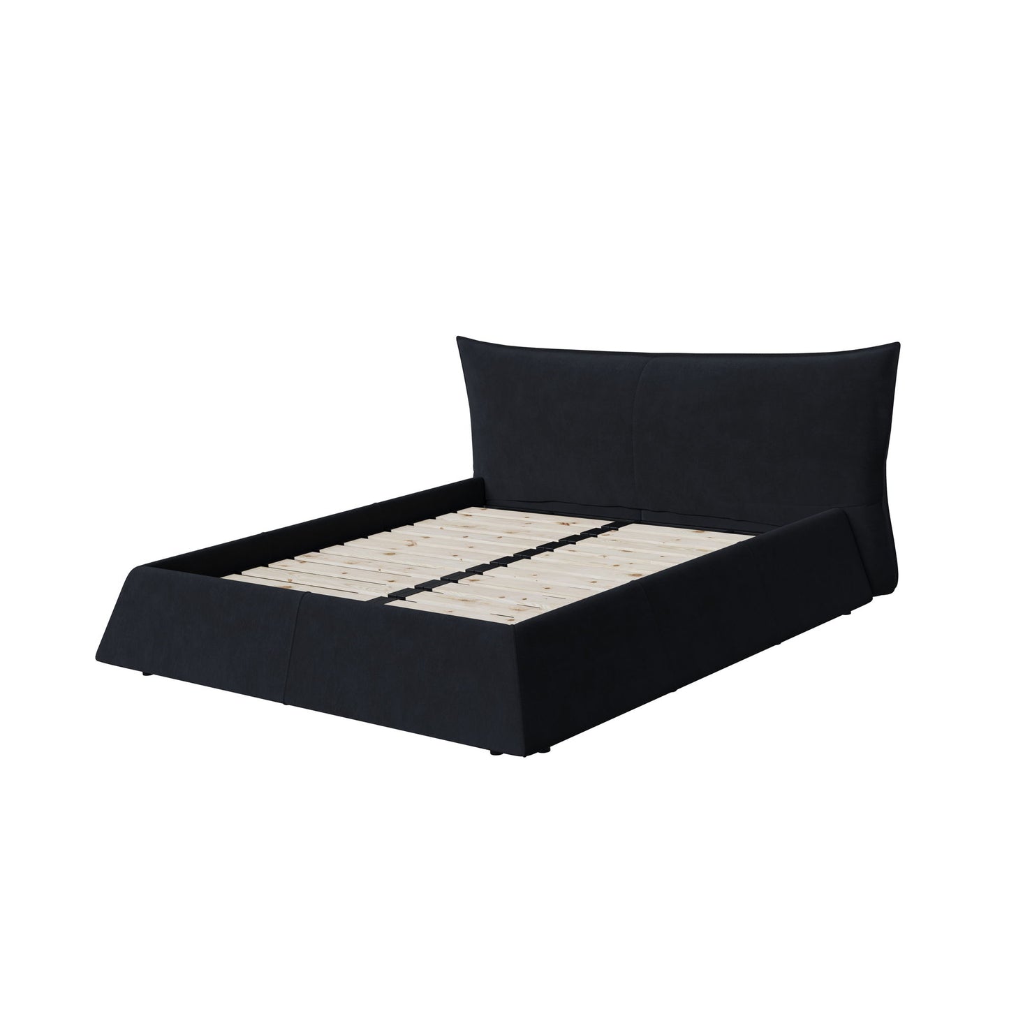Upholstered Platform Bed With Special Shaped Headboard - The Sleep Loft - Online Mattress Showroom NYC