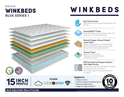 The WinkBeds Luxury Blue Hybrid Series 1 - 15" Luxury Firm Latex Mattress